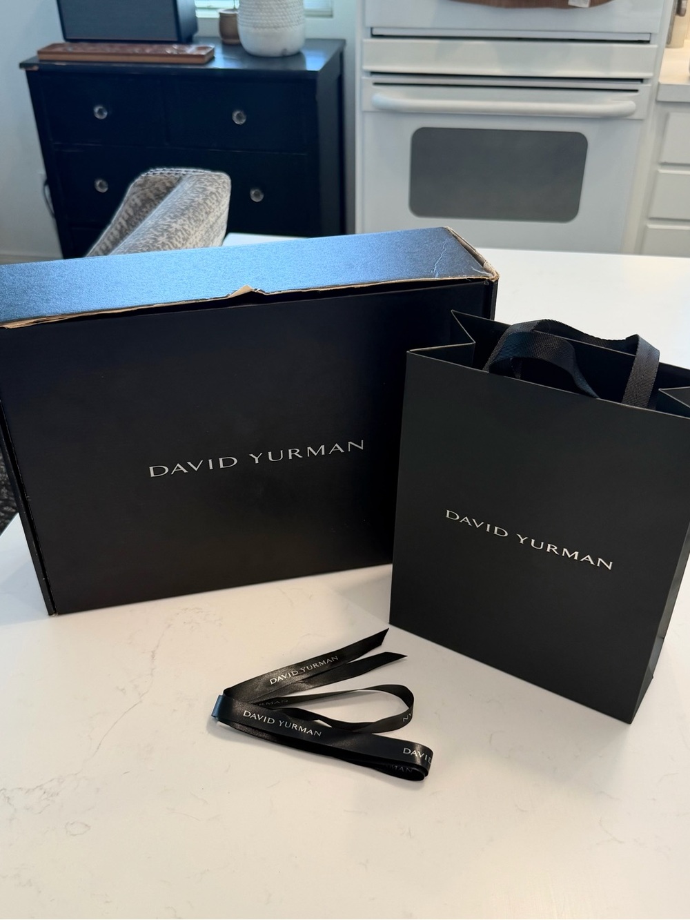 David Yurman Black Gift Box, Bag and Ribbons